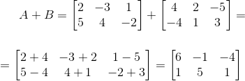Пример сложения двух матриц